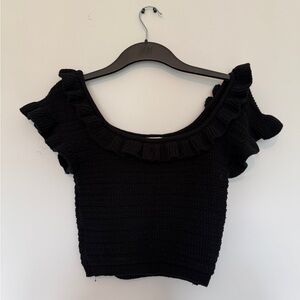 H&M Black Ruffled Knit Crop